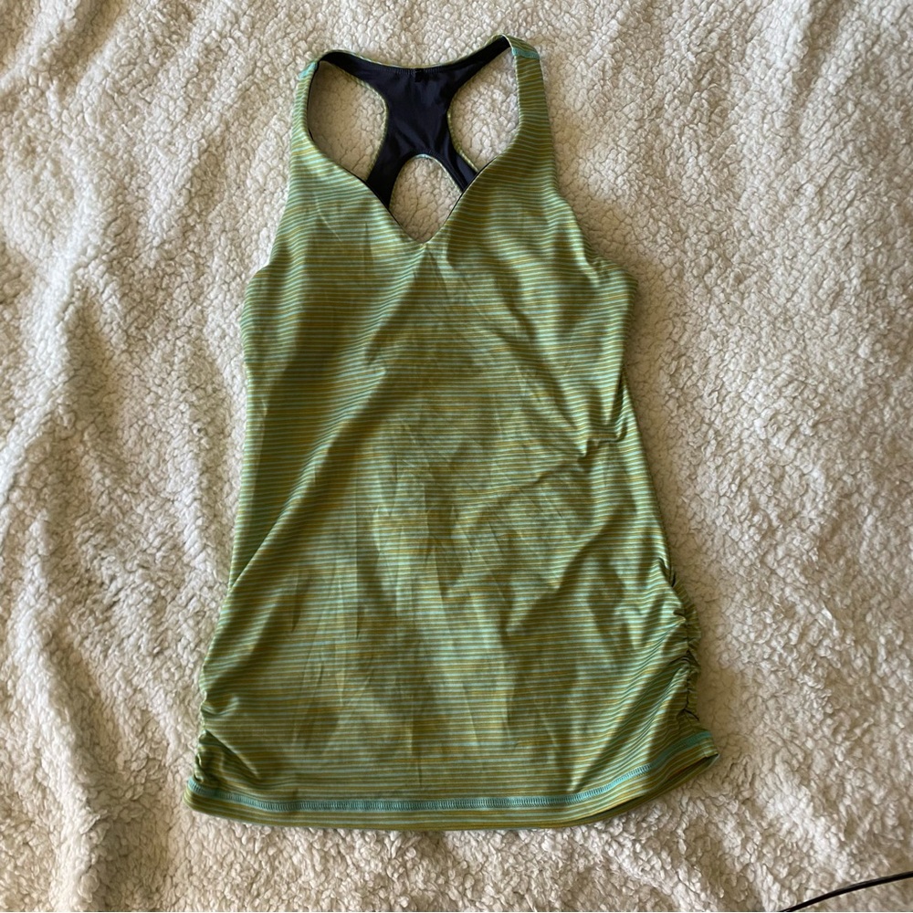 prAna Locana Bra Tank Top Women’s Size XS, Green Razorback No Bra Inserts, H05